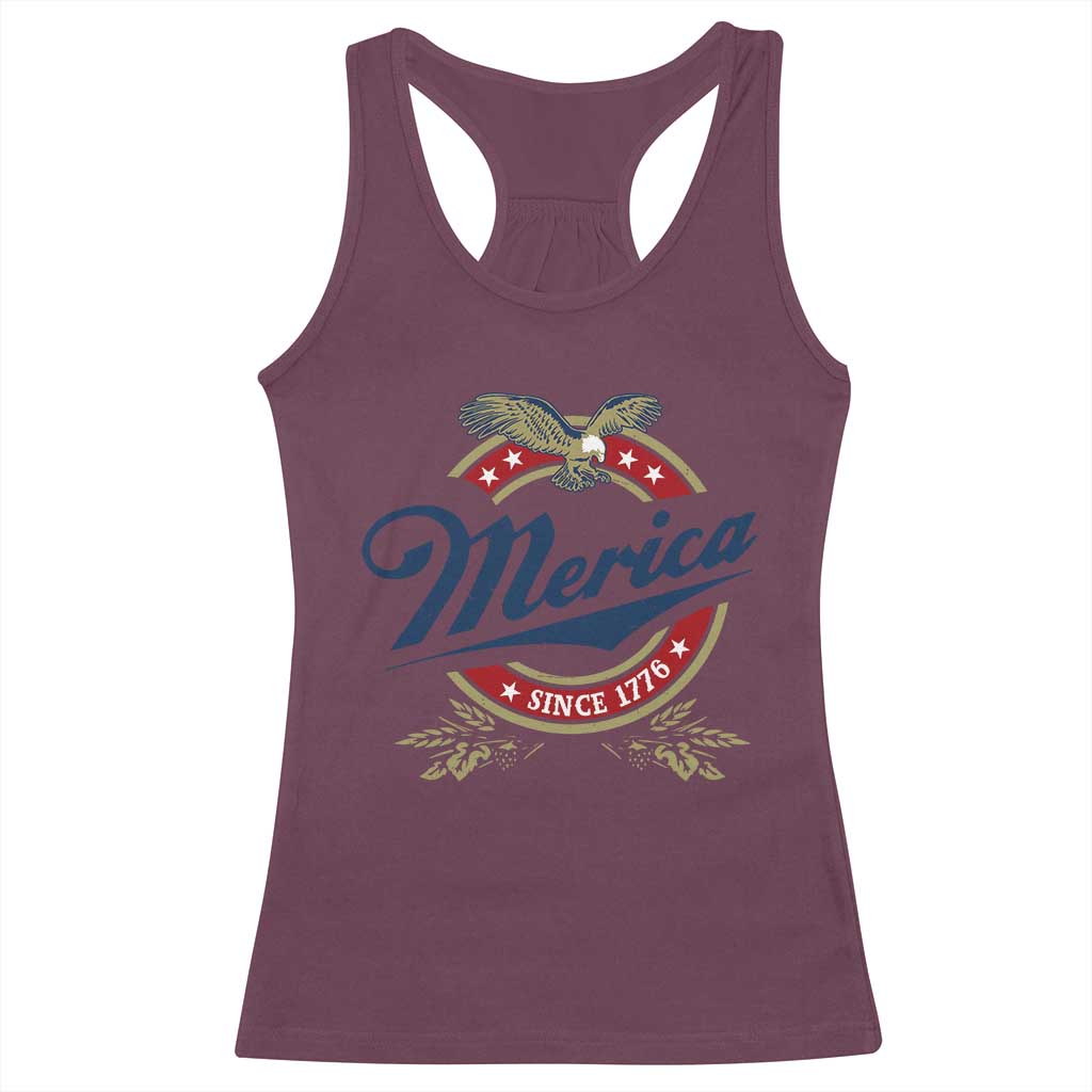 Funny Merica Since 1776 Racerback Tank Top 4th of July Beer Lover Eagle - Wonder Print Shop
