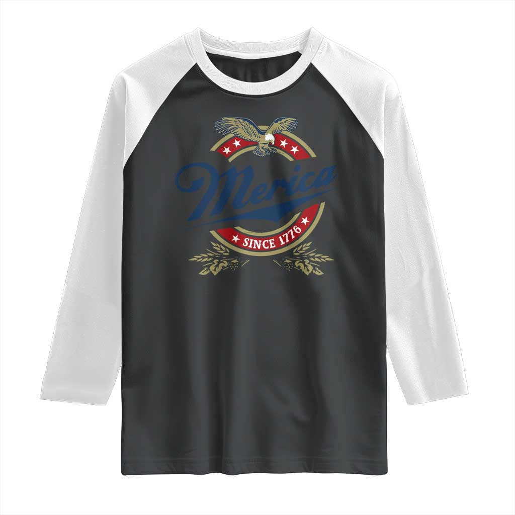 Funny Merica Since 1776 Raglan Shirt 4th of July Beer Lover Eagle - Wonder Print Shop