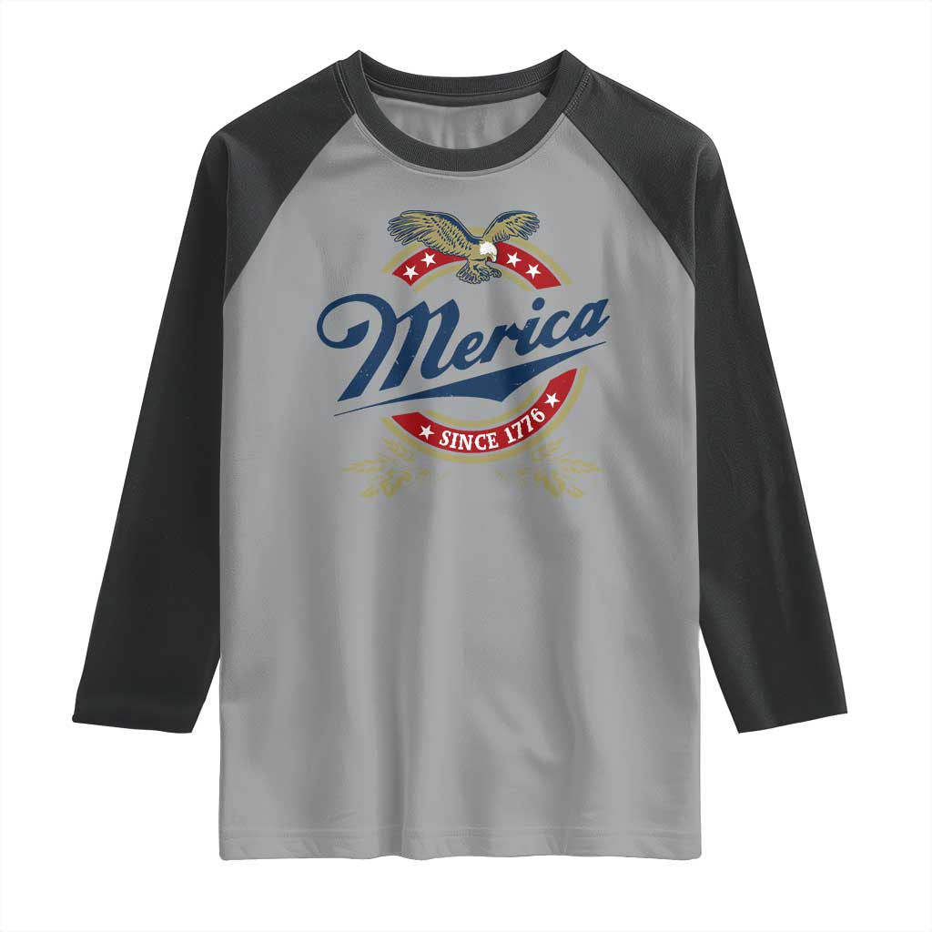 Funny Merica Since 1776 Raglan Shirt 4th of July Beer Lover Eagle - Wonder Print Shop