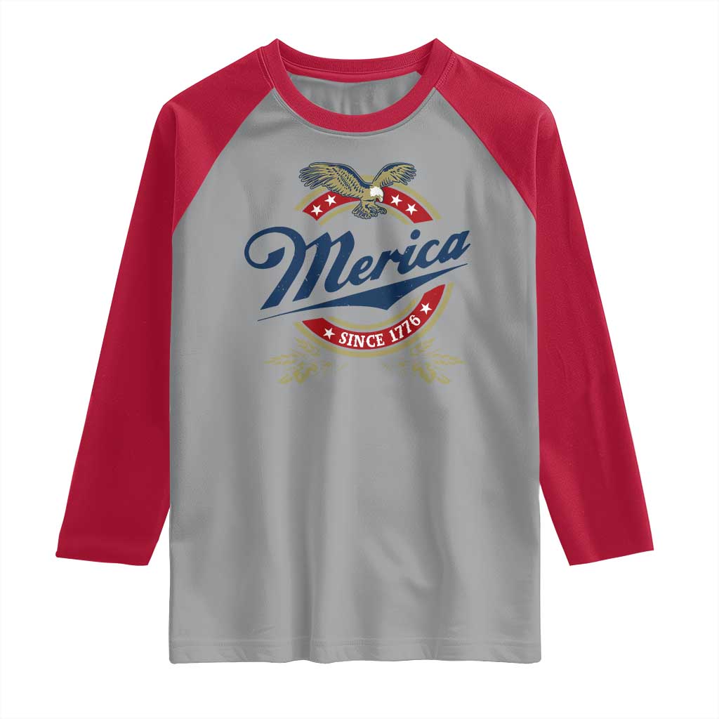 Funny Merica Since 1776 Raglan Shirt 4th of July Beer Lover Eagle - Wonder Print Shop