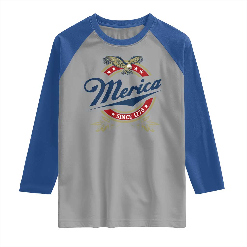 Funny Merica Since 1776 Raglan Shirt 4th of July Beer Lover Eagle - Wonder Print Shop