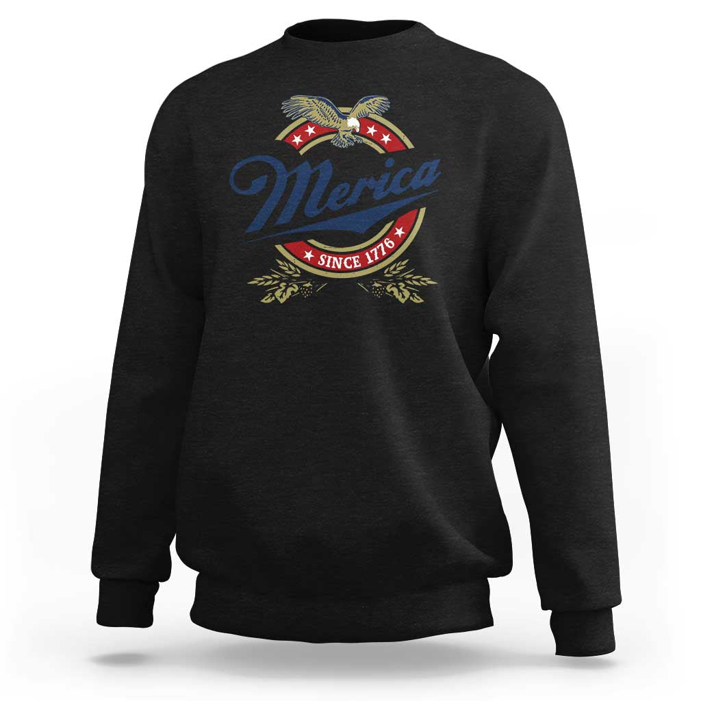 Funny Merica Since 1776 Sweatshirt 4th of July Beer Lover Eagle - Wonder Print Shop