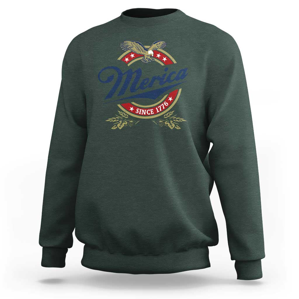 Funny Merica Since 1776 Sweatshirt 4th of July Beer Lover Eagle - Wonder Print Shop
