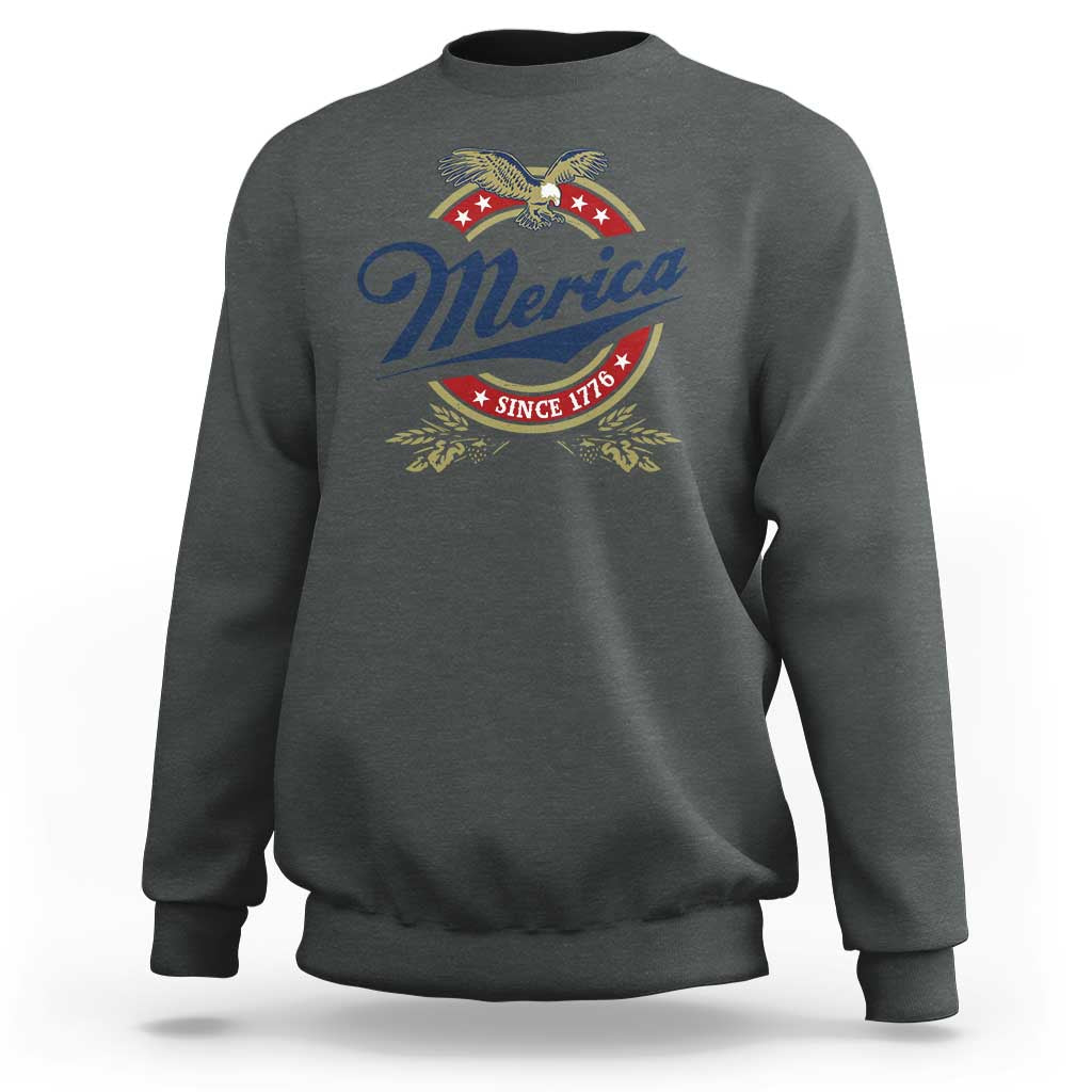 Funny Merica Since 1776 Sweatshirt 4th of July Beer Lover Eagle - Wonder Print Shop