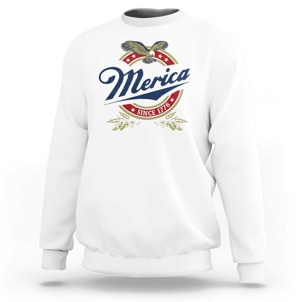 Funny Merica Since 1776 Sweatshirt 4th of July Beer Lover Eagle - Wonder Print Shop