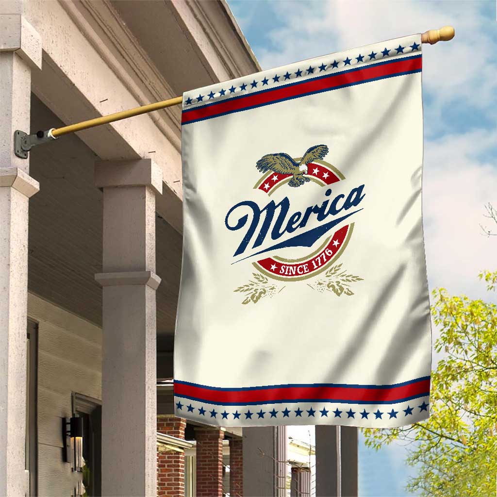 Funny Merica Since 1776 Garden Flag 4th of July Beer Lover Eagle