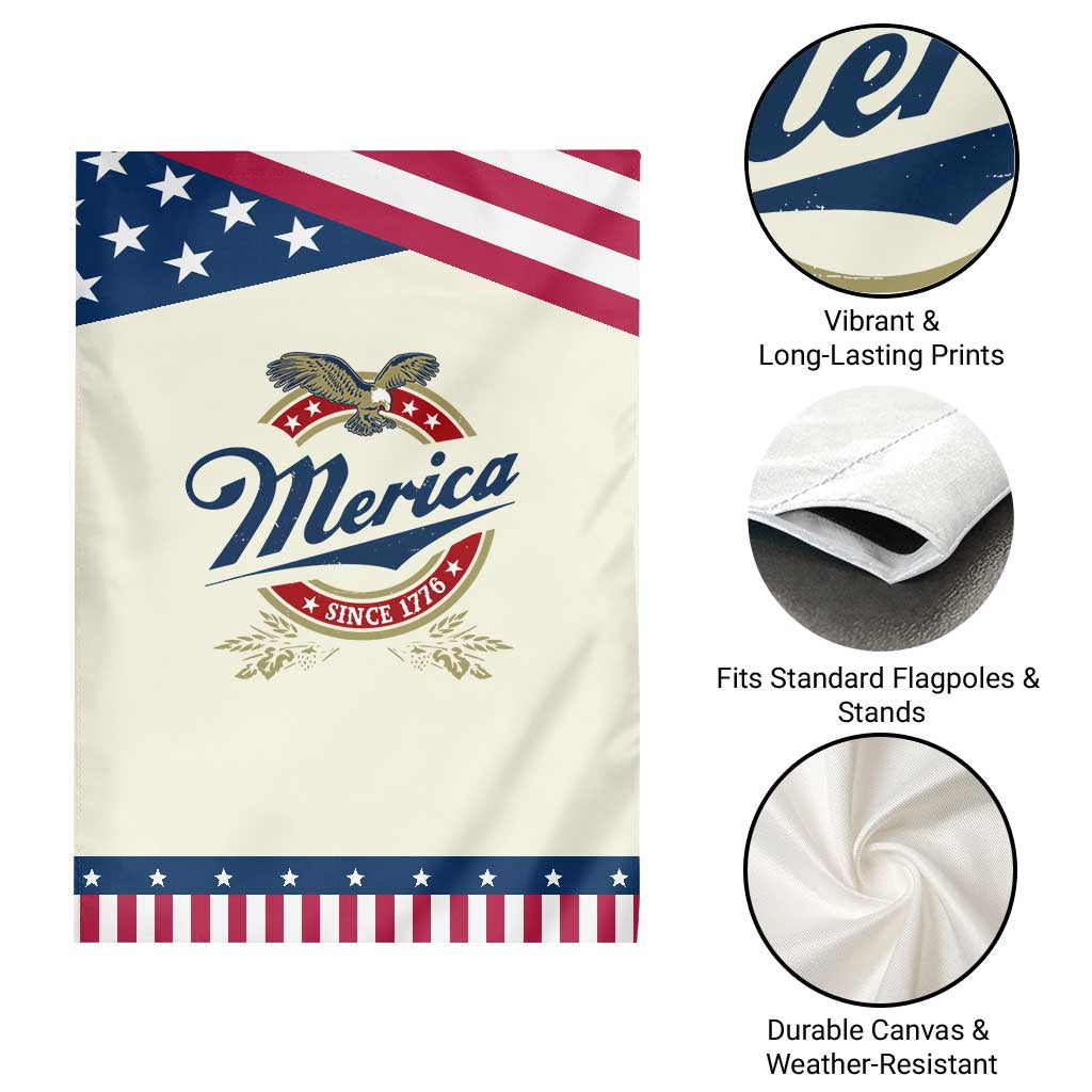 Funny Merica Since 1776 Garden Flag 4th of July Beer Lover Eagle