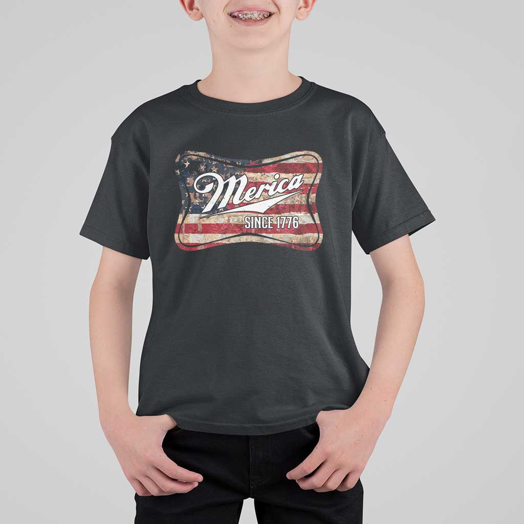 Funny Merica Since 1776 T Shirt For Kid 4th of July Beer Lover American Flag - Wonder Print Shop