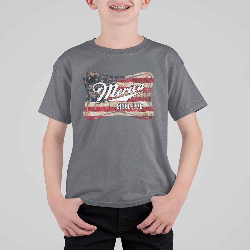 Funny Merica Since 1776 T Shirt For Kid 4th of July Beer Lover American Flag - Wonder Print Shop
