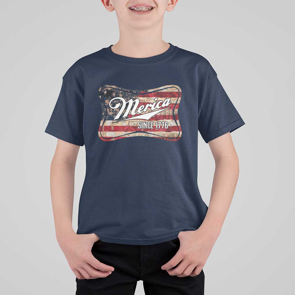 Funny Merica Since 1776 T Shirt For Kid 4th of July Beer Lover American Flag - Wonder Print Shop