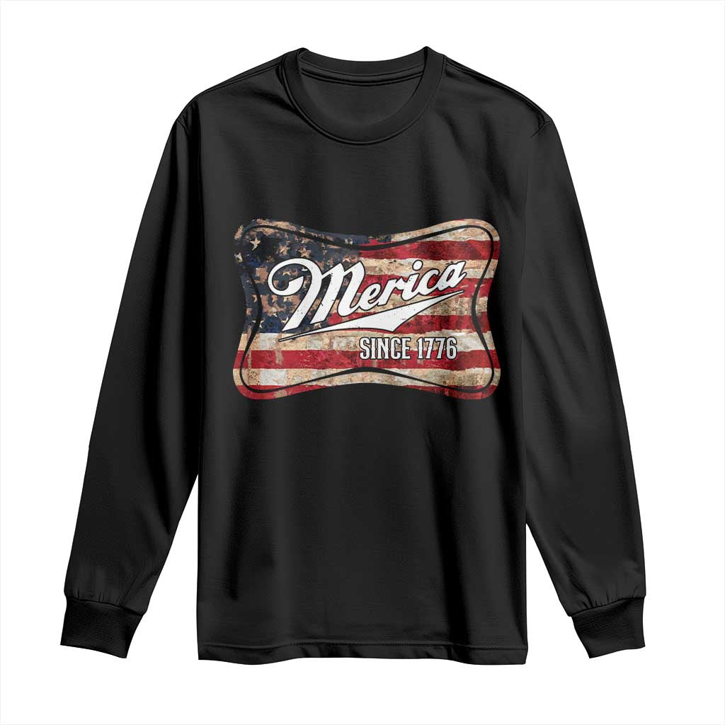 Funny Merica Since 1776 Long Sleeve Shirt 4th of July Beer Lover American Flag - Wonder Print Shop
