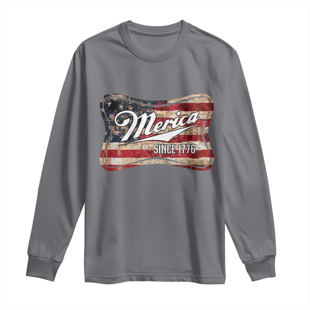 Funny Merica Since 1776 Long Sleeve Shirt 4th of July Beer Lover American Flag - Wonder Print Shop