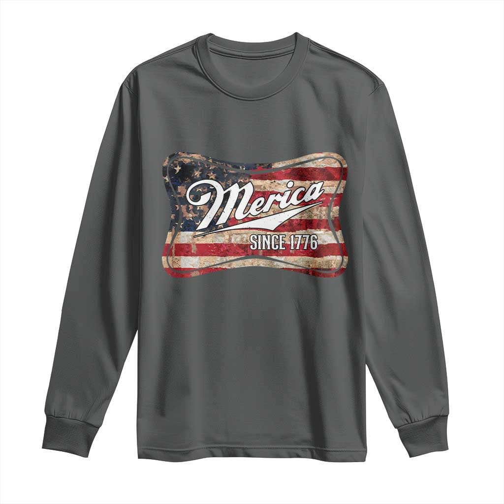 Funny Merica Since 1776 Long Sleeve Shirt 4th of July Beer Lover American Flag - Wonder Print Shop