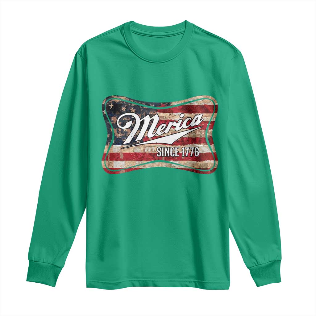 Funny Merica Since 1776 Long Sleeve Shirt 4th of July Beer Lover American Flag - Wonder Print Shop