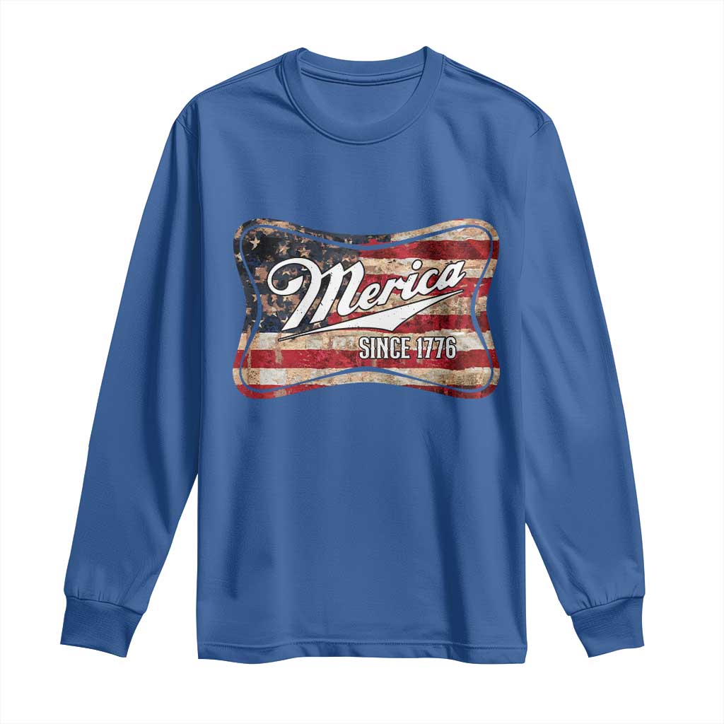 Funny Merica Since 1776 Long Sleeve Shirt 4th of July Beer Lover American Flag - Wonder Print Shop