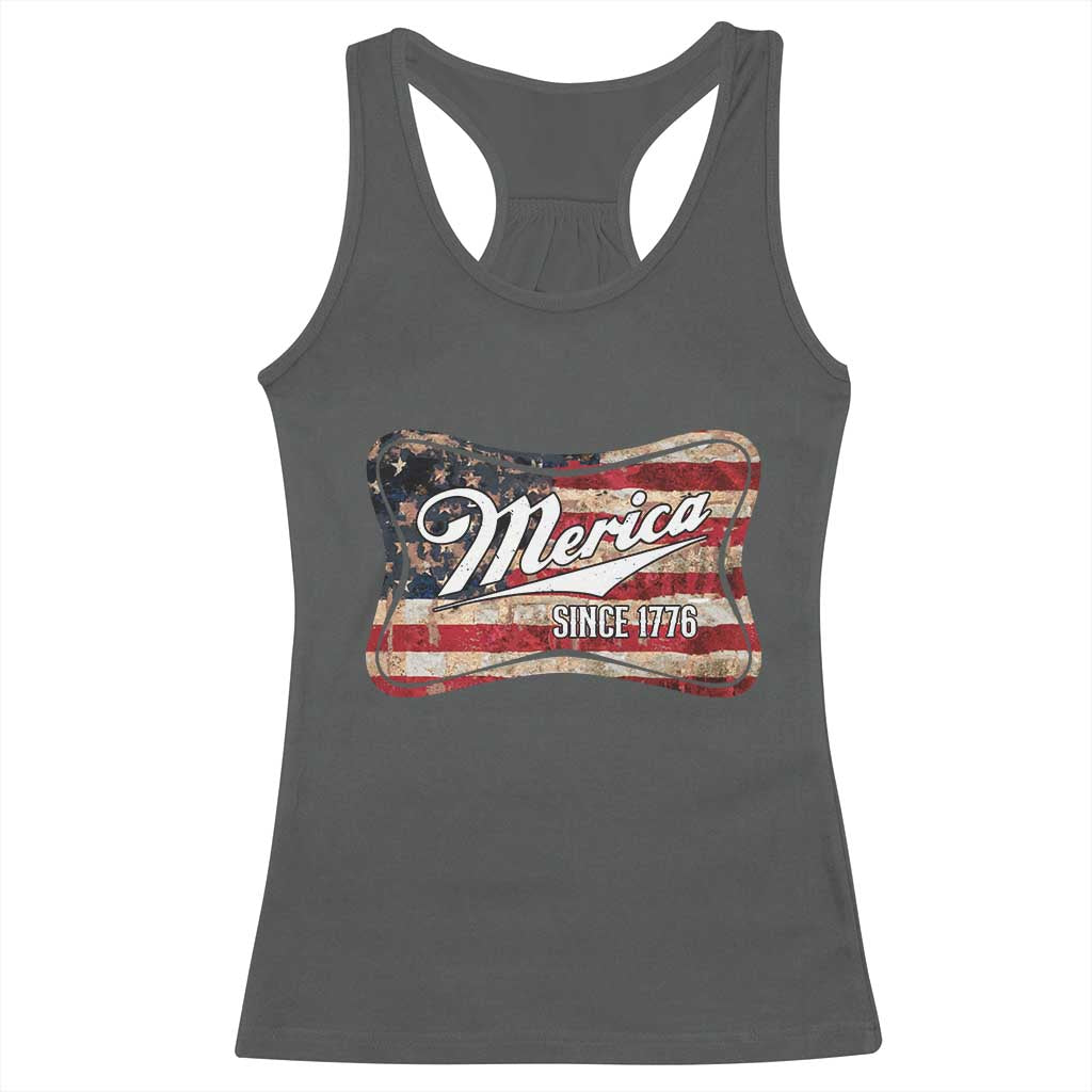 Funny Merica Since 1776 Racerback Tank Top 4th of July Beer Lover American Flag - Wonder Print Shop