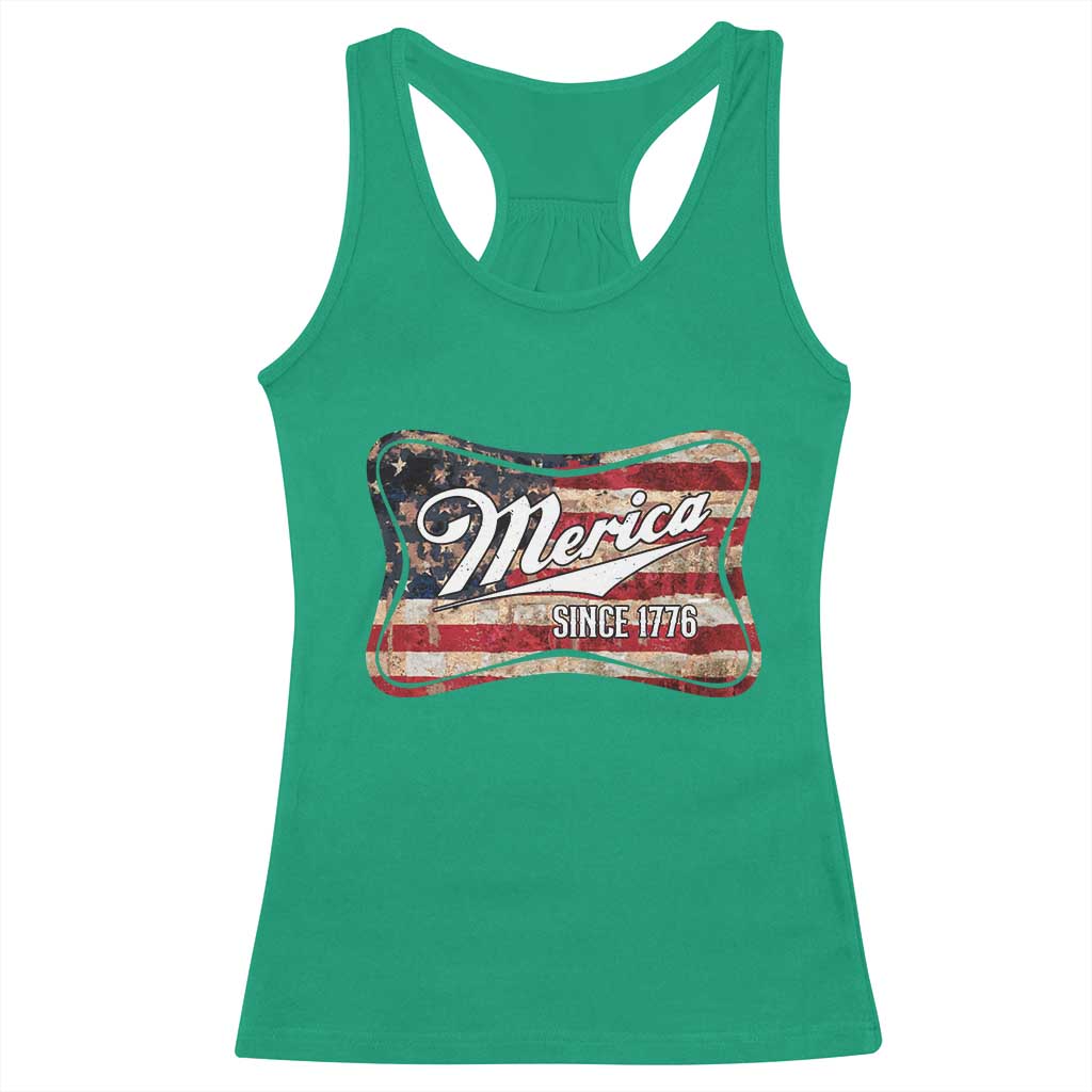 Funny Merica Since 1776 Racerback Tank Top 4th of July Beer Lover American Flag - Wonder Print Shop