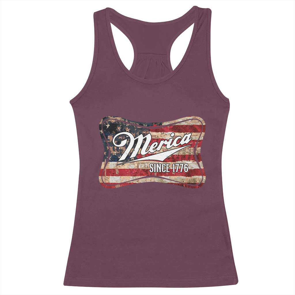 Funny Merica Since 1776 Racerback Tank Top 4th of July Beer Lover American Flag - Wonder Print Shop