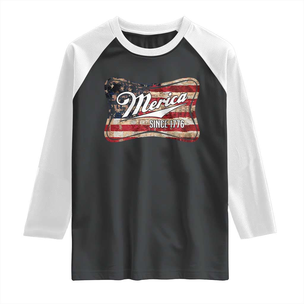 Funny Merica Since 1776 Raglan Shirt 4th of July Beer Lover American Flag - Wonder Print Shop
