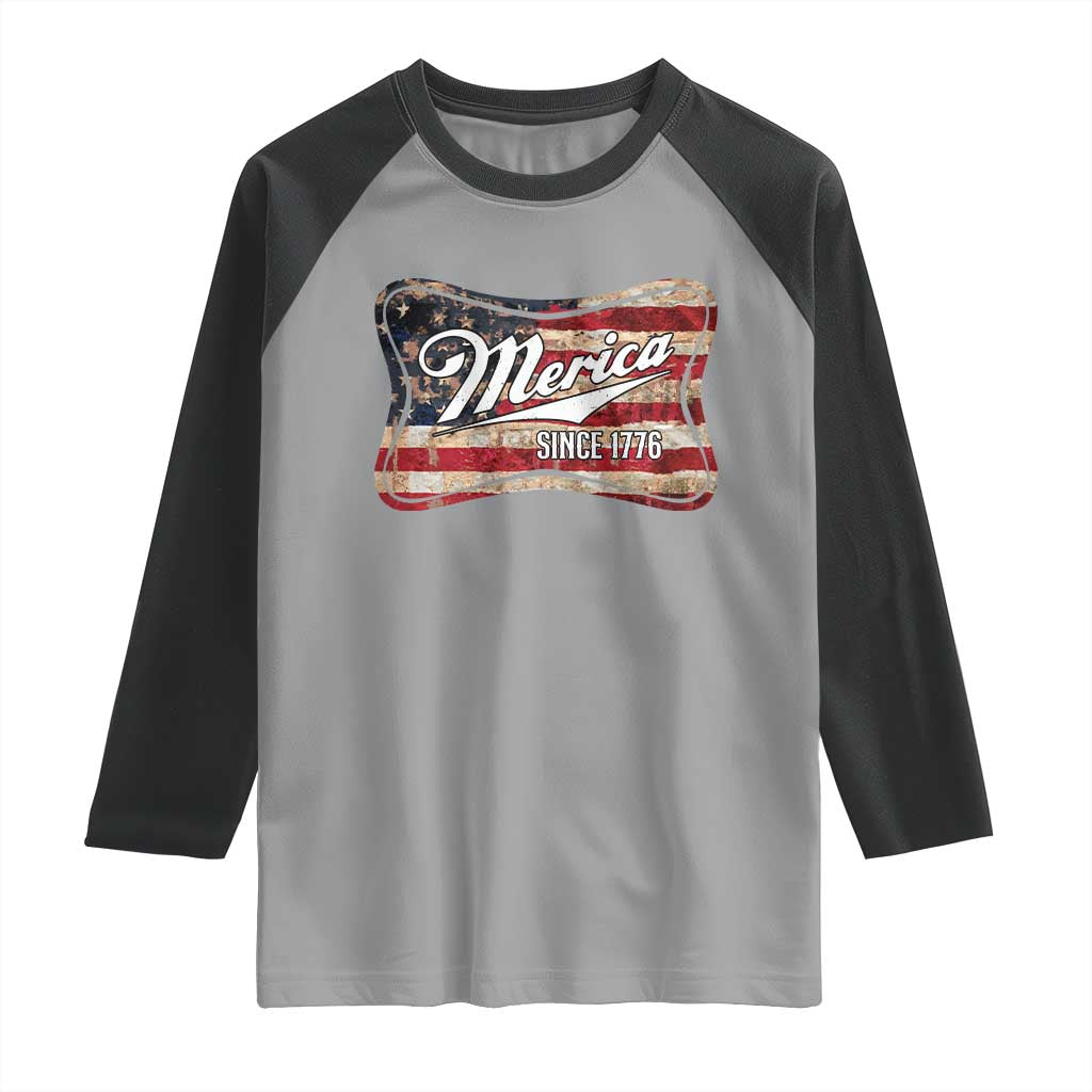 Funny Merica Since 1776 Raglan Shirt 4th of July Beer Lover American Flag - Wonder Print Shop