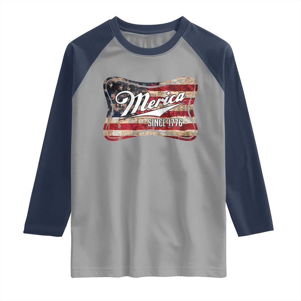 Funny Merica Since 1776 Raglan Shirt 4th of July Beer Lover American Flag - Wonder Print Shop