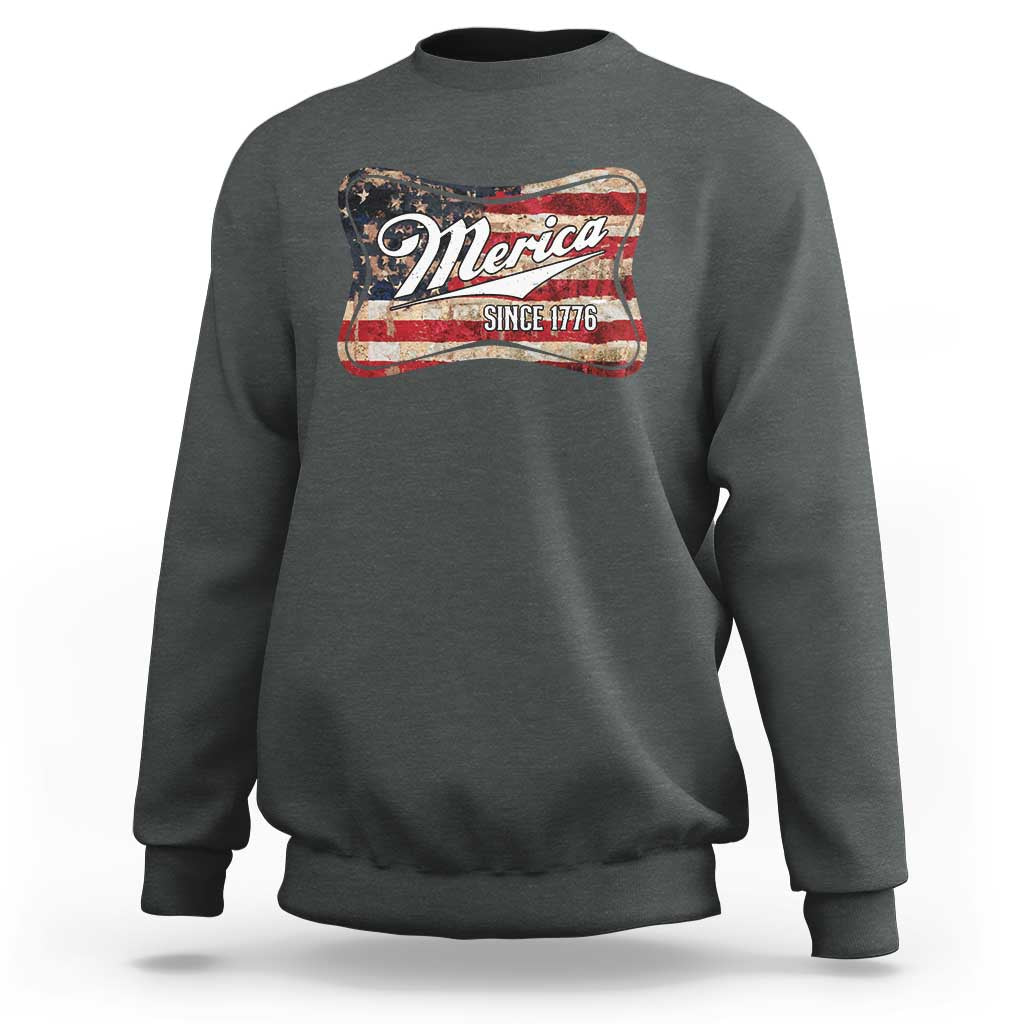 Funny Merica Since 1776 Sweatshirt 4th of July Beer Lover American Flag - Wonder Print Shop