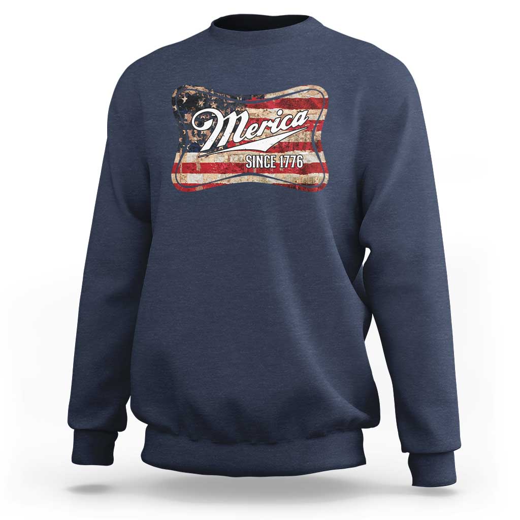 Funny Merica Since 1776 Sweatshirt 4th of July Beer Lover American Flag - Wonder Print Shop