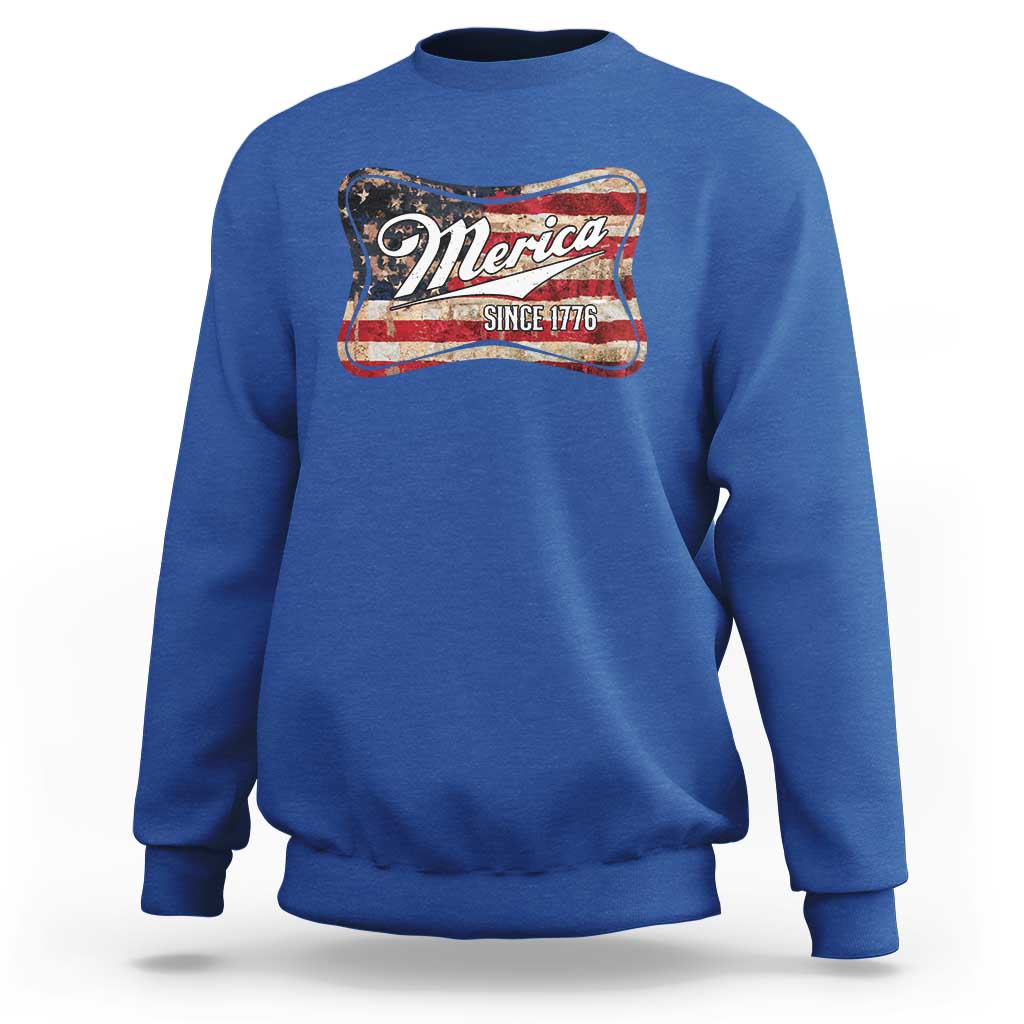Funny Merica Since 1776 Sweatshirt 4th of July Beer Lover American Flag - Wonder Print Shop