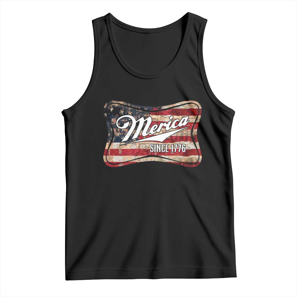 Funny Merica Since 1776 Tank Top 4th of July Beer Lover American Flag - Wonder Print Shop