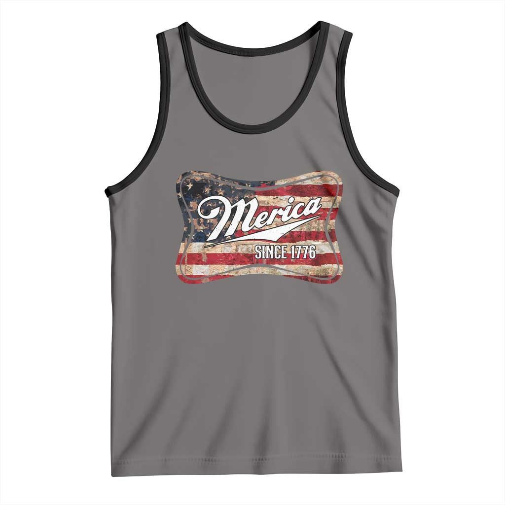 Funny Merica Since 1776 Tank Top 4th of July Beer Lover American Flag - Wonder Print Shop