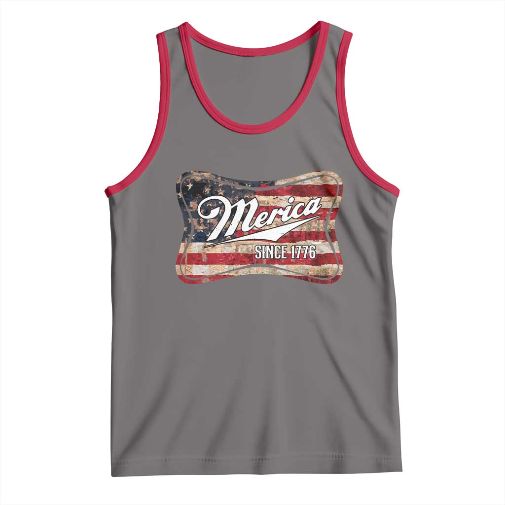 Funny Merica Since 1776 Tank Top 4th of July Beer Lover American Flag - Wonder Print Shop