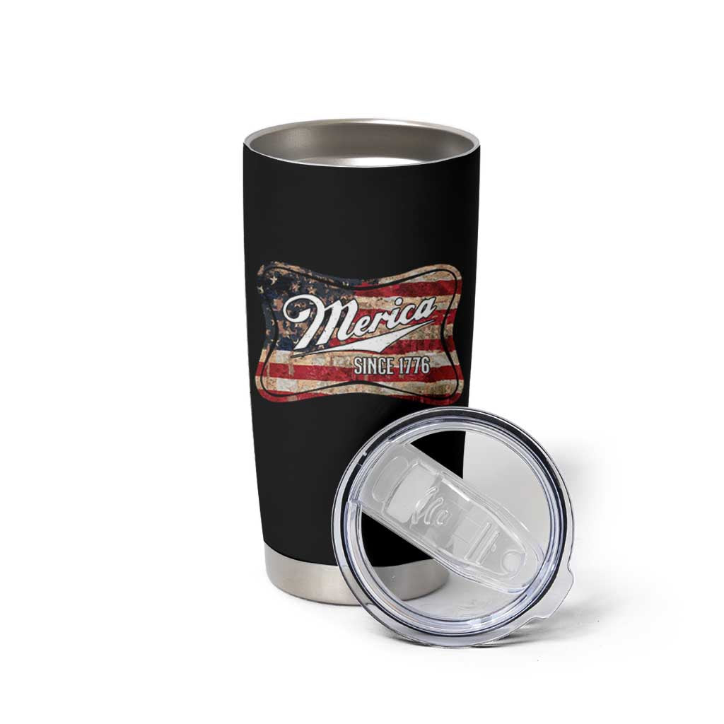 Funny Merica Since 1776 Tumbler Cup 4th of July Beer Lover American Flag - Wonder Print Shop