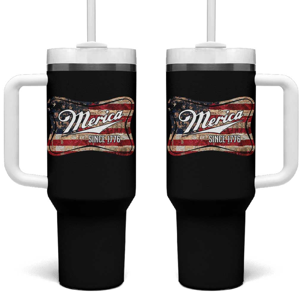 Funny Merica Since 1776 Tumbler With Handle 4th of July Beer Lover American Flag - Wonder Print Shop