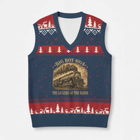 Steam Locomotive Legend of The Rails Train V-Neck Knit Sweater Vest