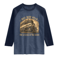 Steam Locomotive Legend of The Rails Train Raglan Shirt