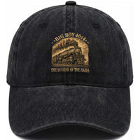 Steam Locomotive Legend of The Rails Train Washed Cotton Baseball Cap