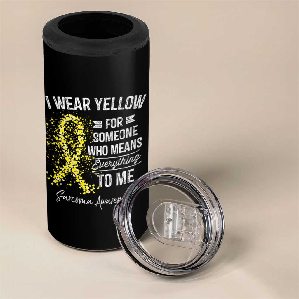 Sarcoma Awareness 4 in 1 Can Cooler Tumbler I Wear Yellow For Someone Who Means Everything To Me