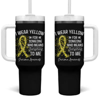 Sarcoma Awareness Tumbler With Handle I Wear Yellow For Someone Who Means Everything To Me
