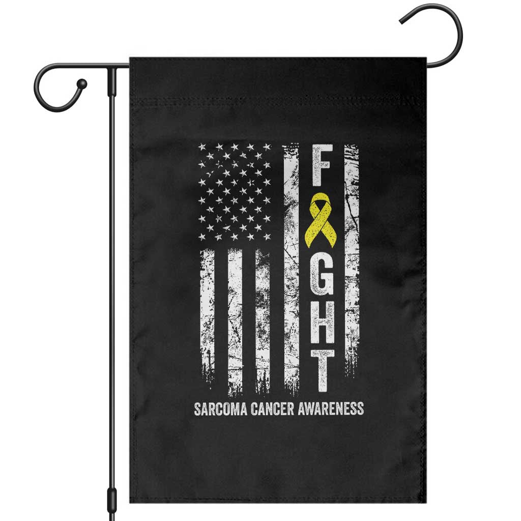 Fight Sarcoma Cancer Awareness Garden Flag Yellow Ribbon Vintage American Flag