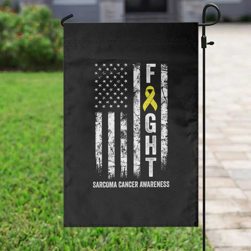 Fight Sarcoma Cancer Awareness Garden Flag Yellow Ribbon Vintage American Flag