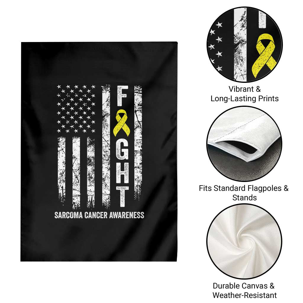 Fight Sarcoma Cancer Awareness Garden Flag Yellow Ribbon Vintage American Flag