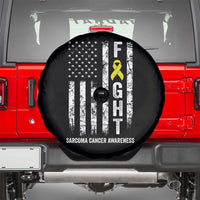 Fight Sarcoma Cancer Awareness Spare Tire Cover Yellow Ribbon Vintage American Flag