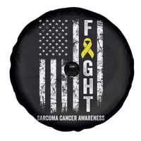 Fight Sarcoma Cancer Awareness Spare Tire Cover Yellow Ribbon Vintage American Flag