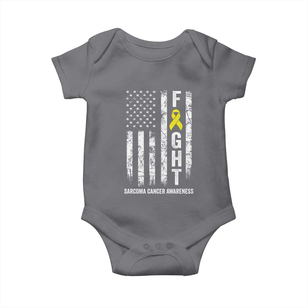 Fight Sarcoma Cancer Awareness Baby Onesie Yellow Ribbon Vintage American Flag