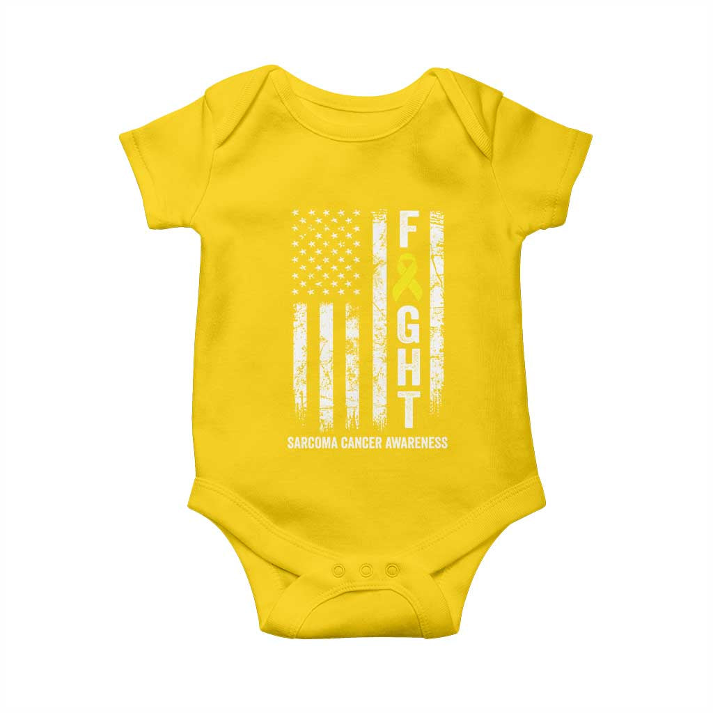 Fight Sarcoma Cancer Awareness Baby Onesie Yellow Ribbon Vintage American Flag