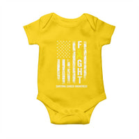 Fight Sarcoma Cancer Awareness Baby Onesie Yellow Ribbon Vintage American Flag