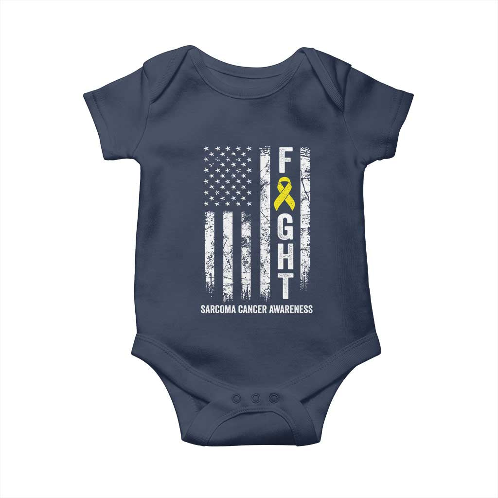 Fight Sarcoma Cancer Awareness Baby Onesie Yellow Ribbon Vintage American Flag