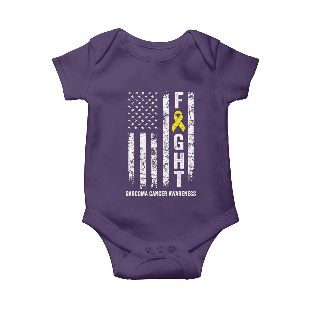 Fight Sarcoma Cancer Awareness Baby Onesie Yellow Ribbon Vintage American Flag