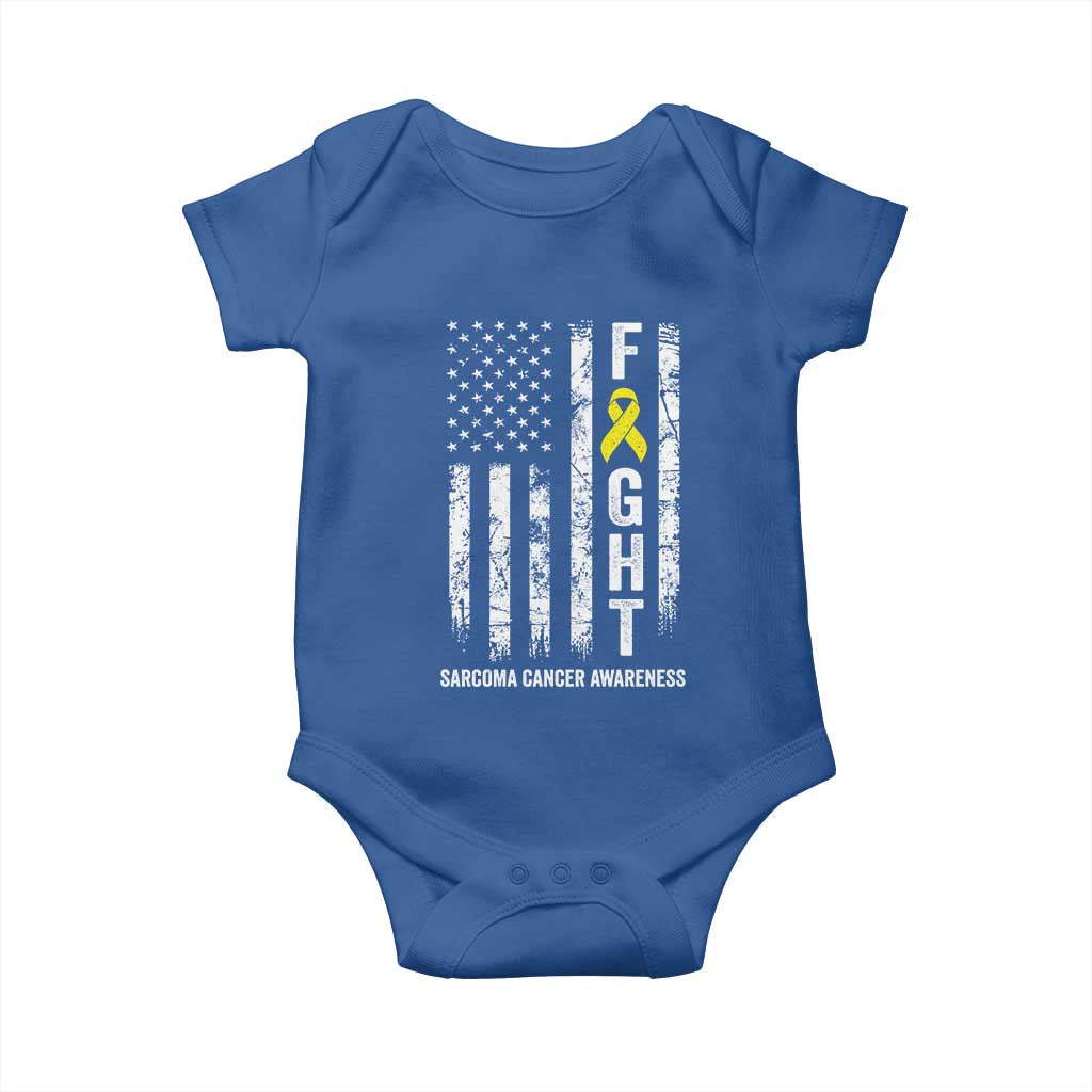 Fight Sarcoma Cancer Awareness Baby Onesie Yellow Ribbon Vintage American Flag