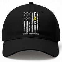 Fight Sarcoma Cancer Awareness Baseball Cap Yellow Ribbon Vintage American Flag
